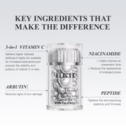 Triple Vitamin C Serum Capsules For Face: Dark Spots Correction with Camellia Niacinamide VE Anti-Aging Skincare Serum For Women - 28 Capsules To Tighten Sagging Skin And Fine Lines